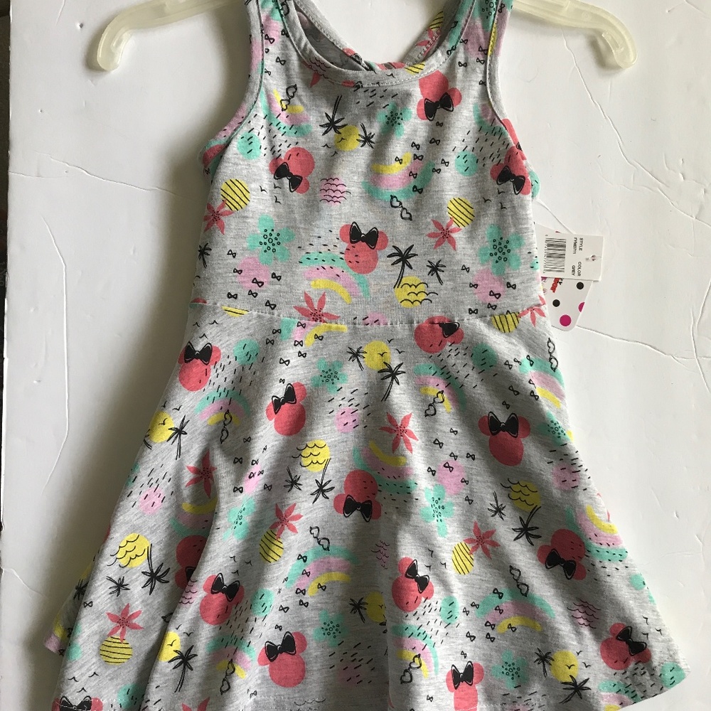 NEW NWOT Disney Minnie Mouse Sundress. Toddler Girls. Gray Multi. . 3T.